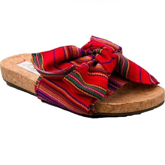 Sugar striped bow cork sole slip on slide sandals. New. Size 7. - Picture 3 of 9